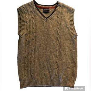 Woodland Boys Vest Knit Brown Beige V-neck Classic Sweater Cotton| Boys 7-8yo